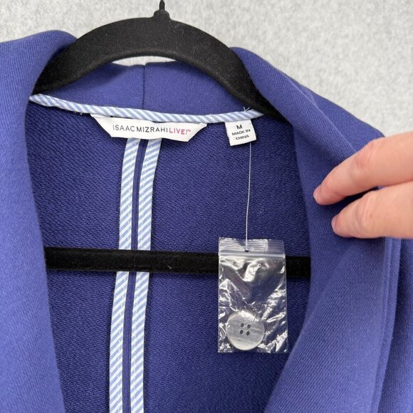 Isaac Mizrahi Belted Unstructured Sweater Blazer Jacket Size M Blue Shawl NWOT - Picture 6 of 11